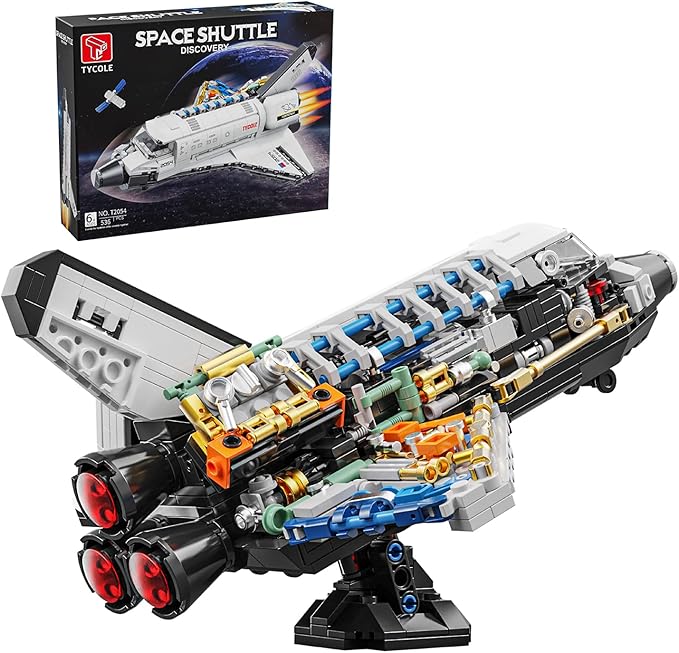 Space Shuttle Building Block Set -Spaceship Building Toy with Stretchable Satellite Translucent Design Collection for Home Office Decor Christmas Birthday Gift for Adults &amp Boys 8-12 (536PCS)