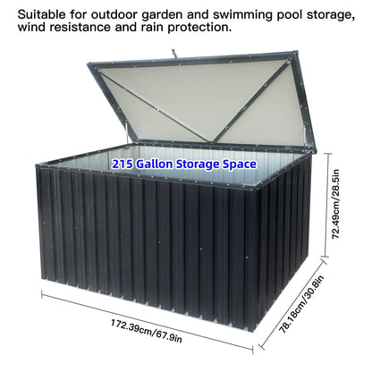 BouPower 215 Gallon Outdoor Storage Box,Waterproof Lockable Mental Deck Box for Patio Furniture Cushions Garden Tools