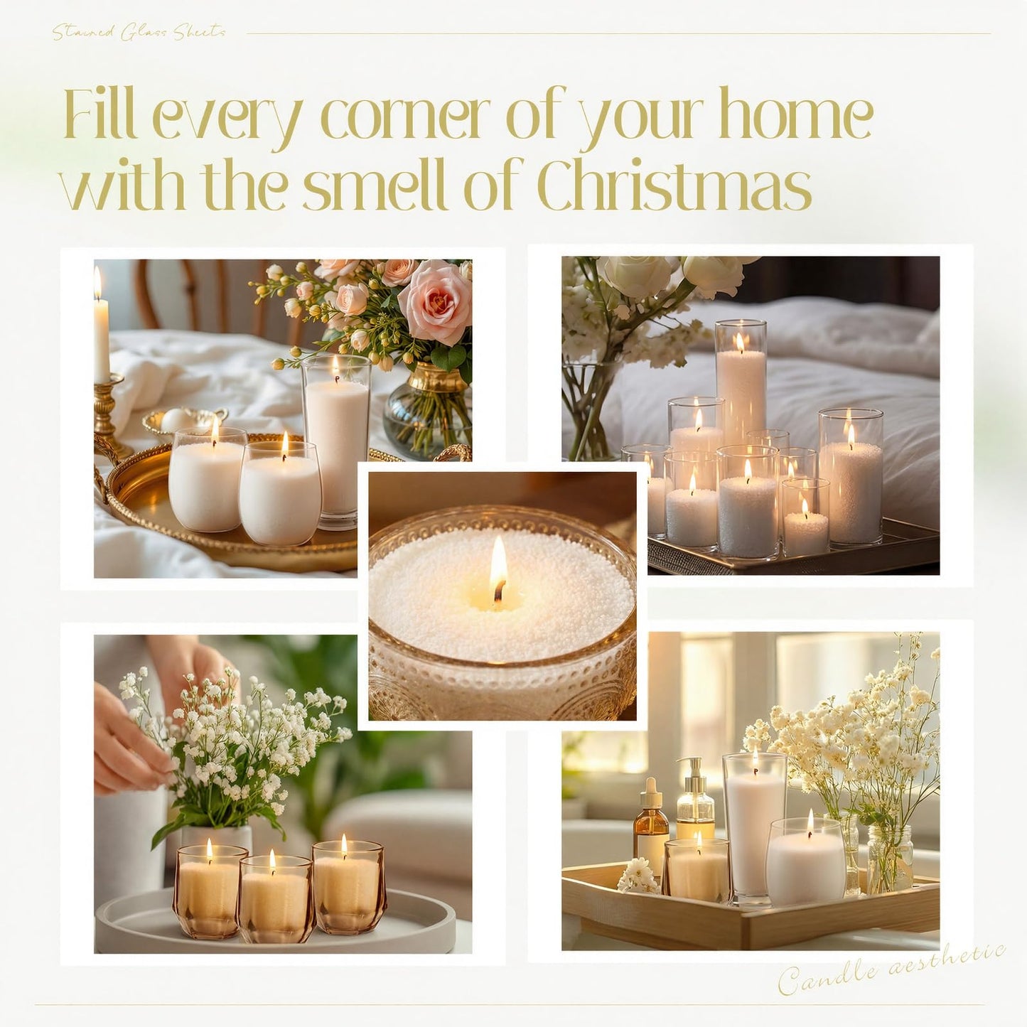 MTLEE Pearled Candle 4.4 Lb/70oz Mother's Day Mom Gifts Gardenia Jasmine Scented Sand Candle Kit Include 100 Wicks, Bow Gift Box, Spoon Reusable Pearled Wax for DIY Home Kit