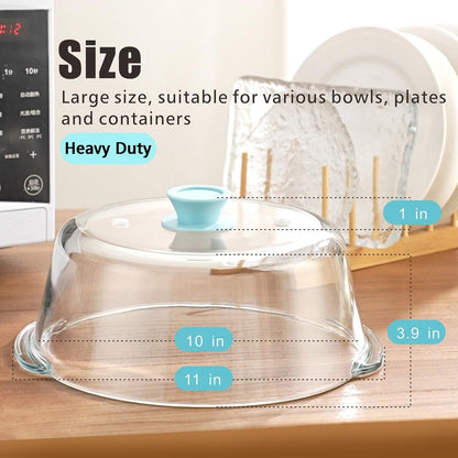 FANQIEW Glass Microwave Splatter Cover for Food Tall Microwave Cover with Silicone Knob 100% Food Safe 10in Plate Splatter Guard Lid With Vent Hole BPA Free Dishwasher Safe