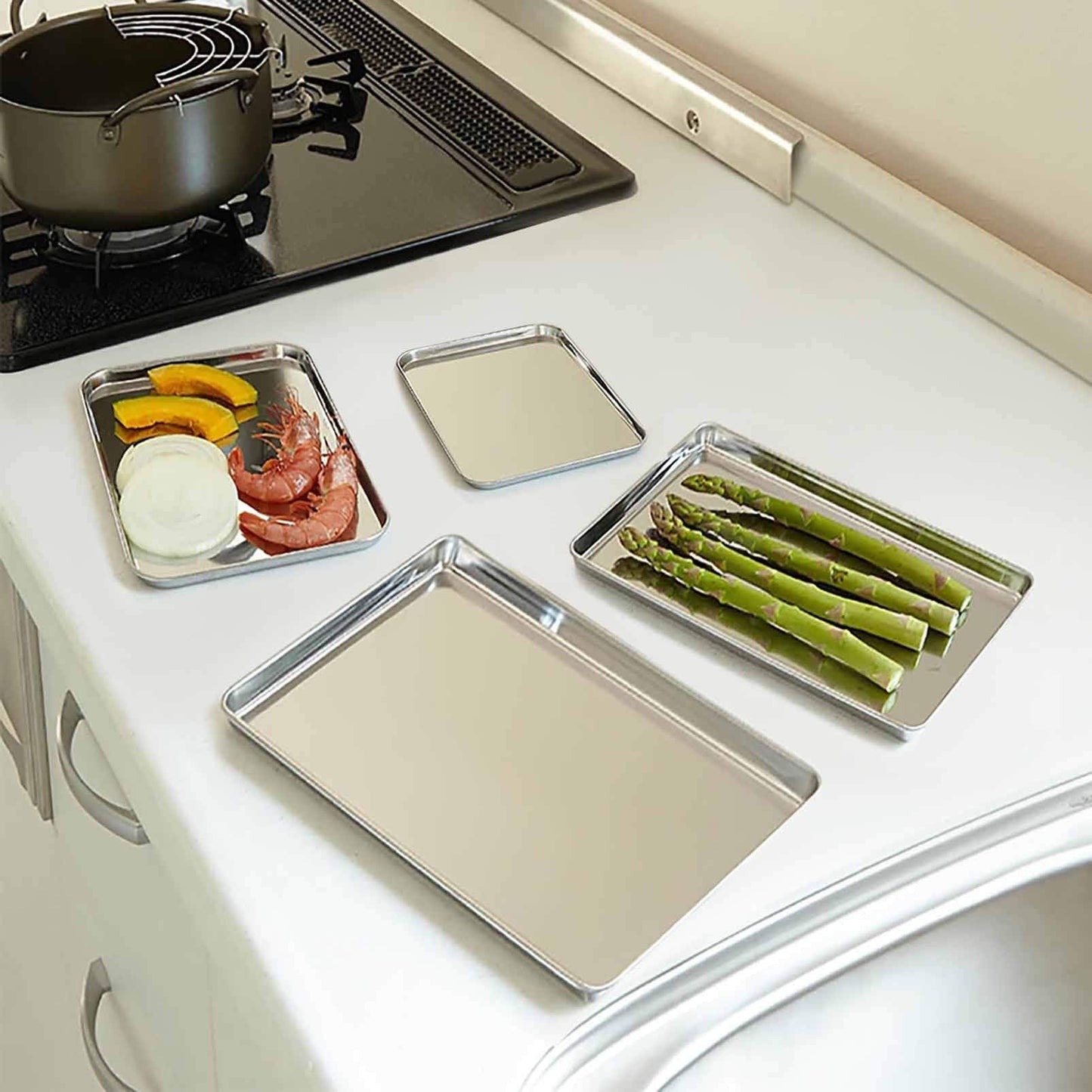TeamFar Baking Sheet Set of 4, 16/12.5/10/9.3 Inch Stainless Steel Baking Pan Tray Cookie Sheet, Non Toxic & Healthy, Rust Free & Easy Clean - Dishwasher Safe