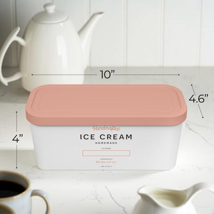 ZICOTO Set of 2 Reusable Ice Cream Tub Containers 2 Quart Each - Perfect for Homemade Sorbet, Frozen Yogurt Or Gelato - Stackable Storage Containers, Stickers And Lids Stores Easily In Freezer