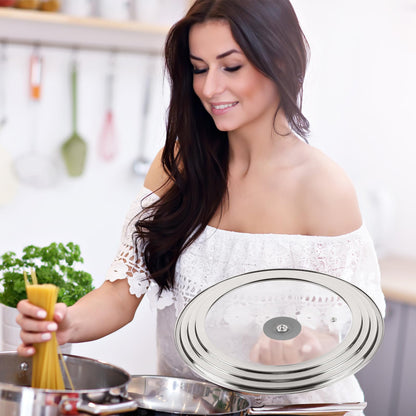 Pan Lid Fits 11, 12 & 13 Inch Cookware, Universal Lid for Pots, Pans and Skillets,Replacement Frying Pan Cover with Tempered Glass Top, Stainless Steel Cast Iron Skillet Lids - Heat Resistant Handle