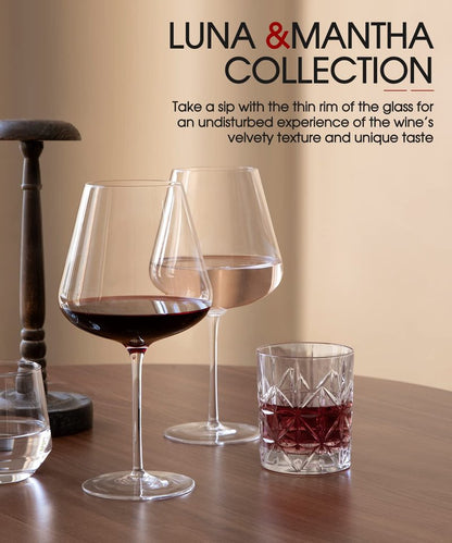 OJA Red Wine Glasses Set of 4, 28 oz Large Wine Glass, Hand Blown Crystal Clearer, Lighter for Tasting, Gift Packaging for Special Days, Wedding, Birthday, Christmas, Father's Day