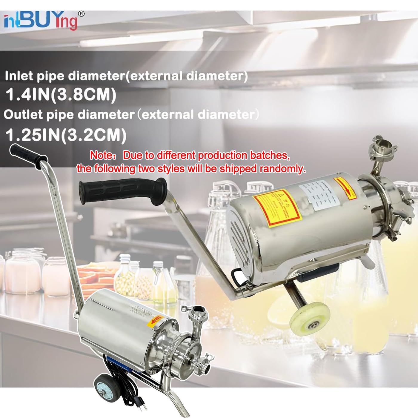 INTBUYING Food Grade Centrifugal Pump 304 Stainless Steel 3T Sanitary Beverage Pump Transfer for Liquid Mobile 110V/0.75KW