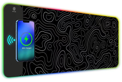 ToLuLu RGB Gaming Wireless Charging Mouse Pad, 5/7.5/10/15W 10 Light Modes LED Mouse Pad Computer Keyboard Mat Mousepad, 800x300x4MM Extended Large Desk Mat for Gaming, MacBook, Laptop, PC, Galaxy