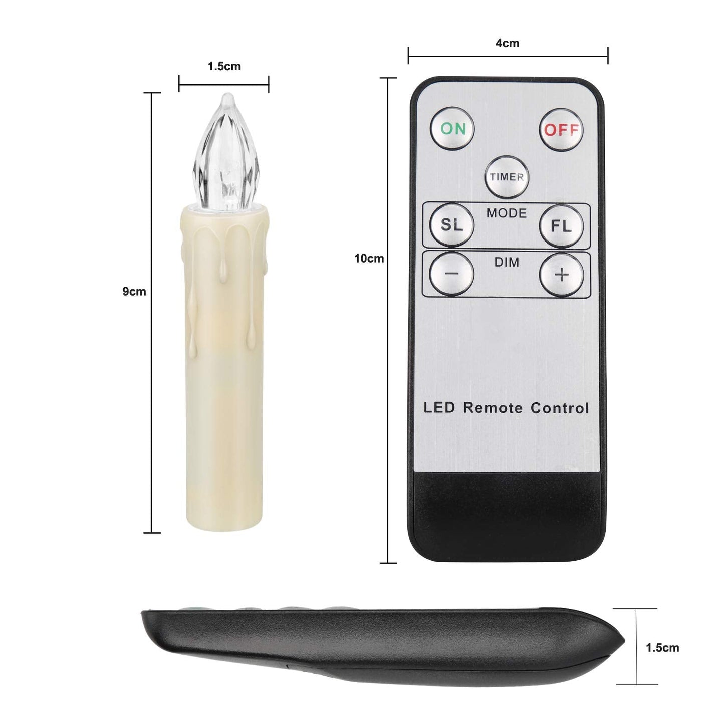 FPOO 12 PCS Flameless Flickering Window Candles with Timer Remote, Battery Operated LED Taper Christmas Tree Candles Lights with Clips and Suction Cups for Home, Garden, Holiday Decorations