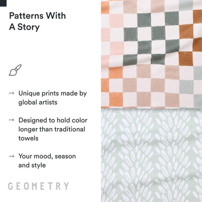 GEOMETRY Kitchen Tea Towels - Quick Dry Microfiber Dish Towels for Kitchen Checkmate CA, 18" x 30" 2-Pack