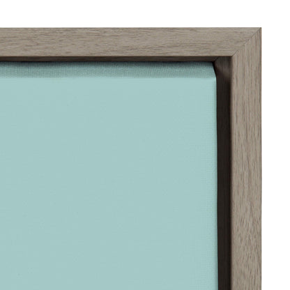 Kate and Laurel Sylvie Relax in Pale Teal Framed Canvas Wall Art by Apricot and Birch, 18x24 Gray, Relaxing Zen Art for Wall