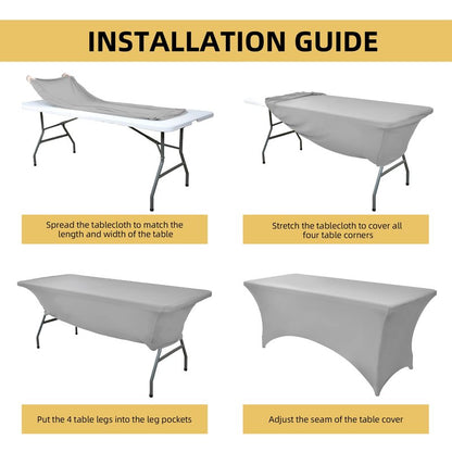 ZarzaaSik 114 10-Pack 6ft Spandex Table Covers for Rectangle Standard Folding Tables - Wrinkle Resistant Stretch Tablecloths - Ultimate Fitted Table Protector for Parties, Banquet, and Wedding