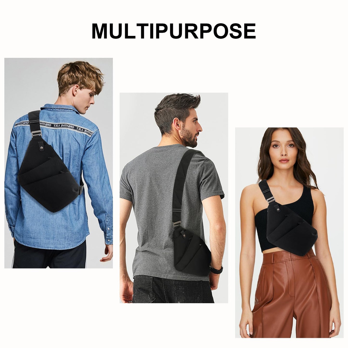 OSOCE Lightweight Sling Bag, Anti Theft Crossbody Bags for Women Men Casual Shoulder Crossbody Sport Travel Hiking Bag,Black,Small