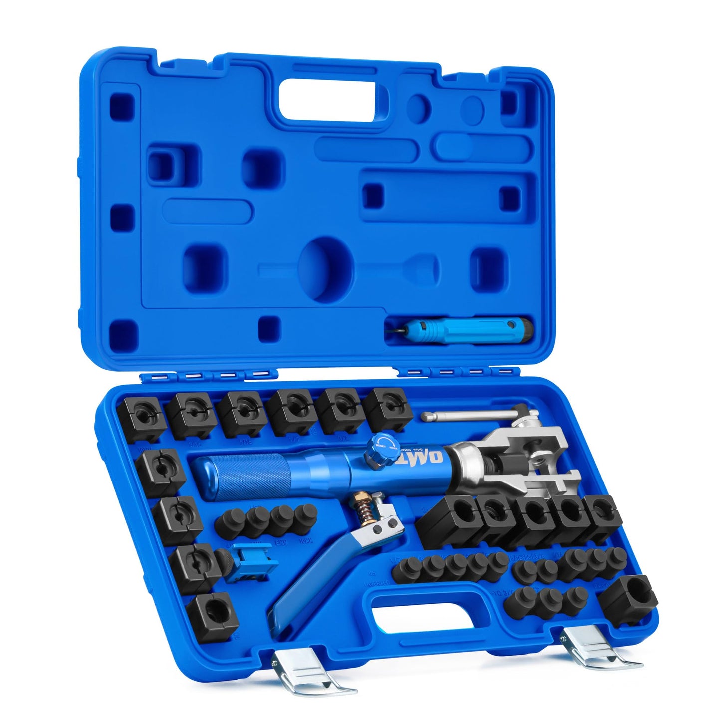 Orion Motor Tech Hydraulic Flaring Tool Kit, Universal Brake Flaring Tool Set with Tubing Cutter, 45° Single& Double Flaring Tool Kit with Deburring Tool, Brake Line Flaring Tool for ISO Bubble Flare