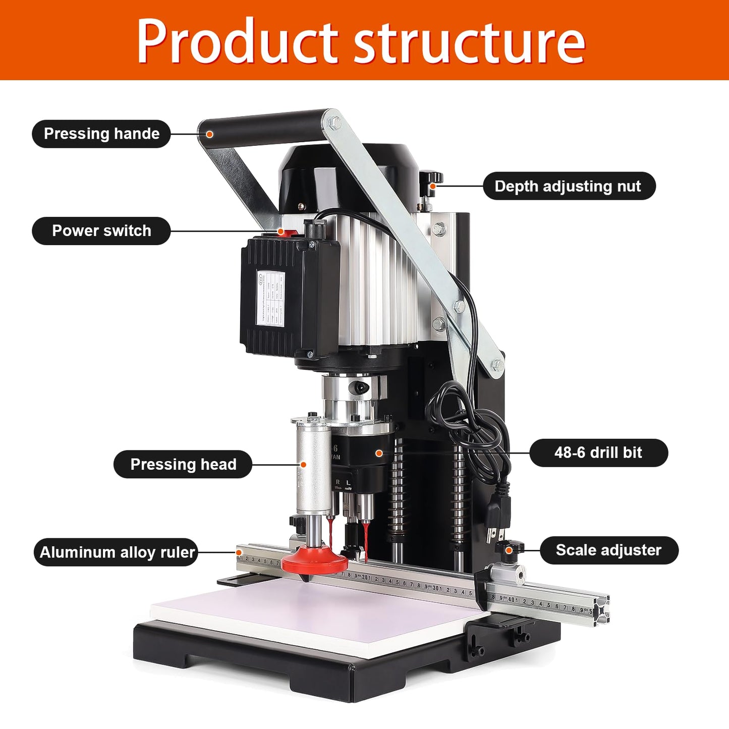 45-9.5mm Woodworking Hinge Drill Hinge Drilling and Boring Machine Convenient Portable Hinge Drill for Woodworking, Used for Cabinet and Closet Drilling 1100W 0-30mm Depth (110V)