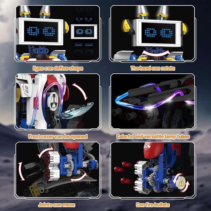 5 in 1 STEM Robot Building Kit APP &amp Remote Control Screen Building Toys Eye Coding Robots Rechargeable 620Pcs DIY Super Warriors for Kids Learning Boys Girls Birthday Gifts