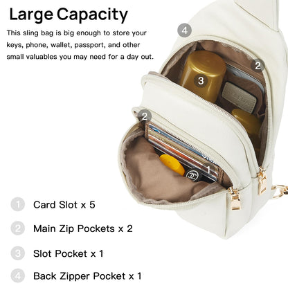 Telena Small Sling Bag for Women Leather Crossbody Fanny Packs Chest Bag for Women