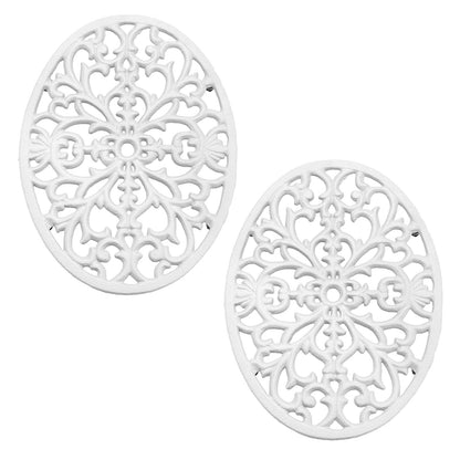 Sumnacon Cast Iron Trivet 2 Pack Heat Resistant Iron Trivets for Hot Dishes Pots Pans Plates Teapots,Rustic Cast Iron Trivet for Cooktop Kitchen Dining Table Metal Trivets with Rubber Feets,White
