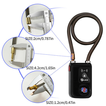 Nulock Keyless Bluetooth Bike/Motorcycle/Gate Lock IP44 Splash-Proof Cycling Lock with 110db Alarm, 0.38" Diameter 24-inch (2ft) Braided Steel Cable Padlock for Gate(2025 Version)
