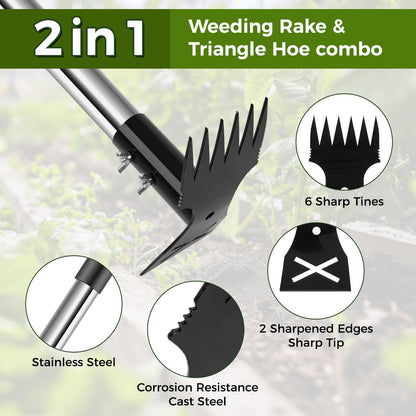 BQMEZRNUS Weed Puller Tool with Long Handle - 54" Heavy Duty Manual Weeder & Garden Hoe, 2 in 1 Uprooting Tool for Yard, Lawn, Flower Bed, and Patio, Durable Weed Remover for Gardening (54")