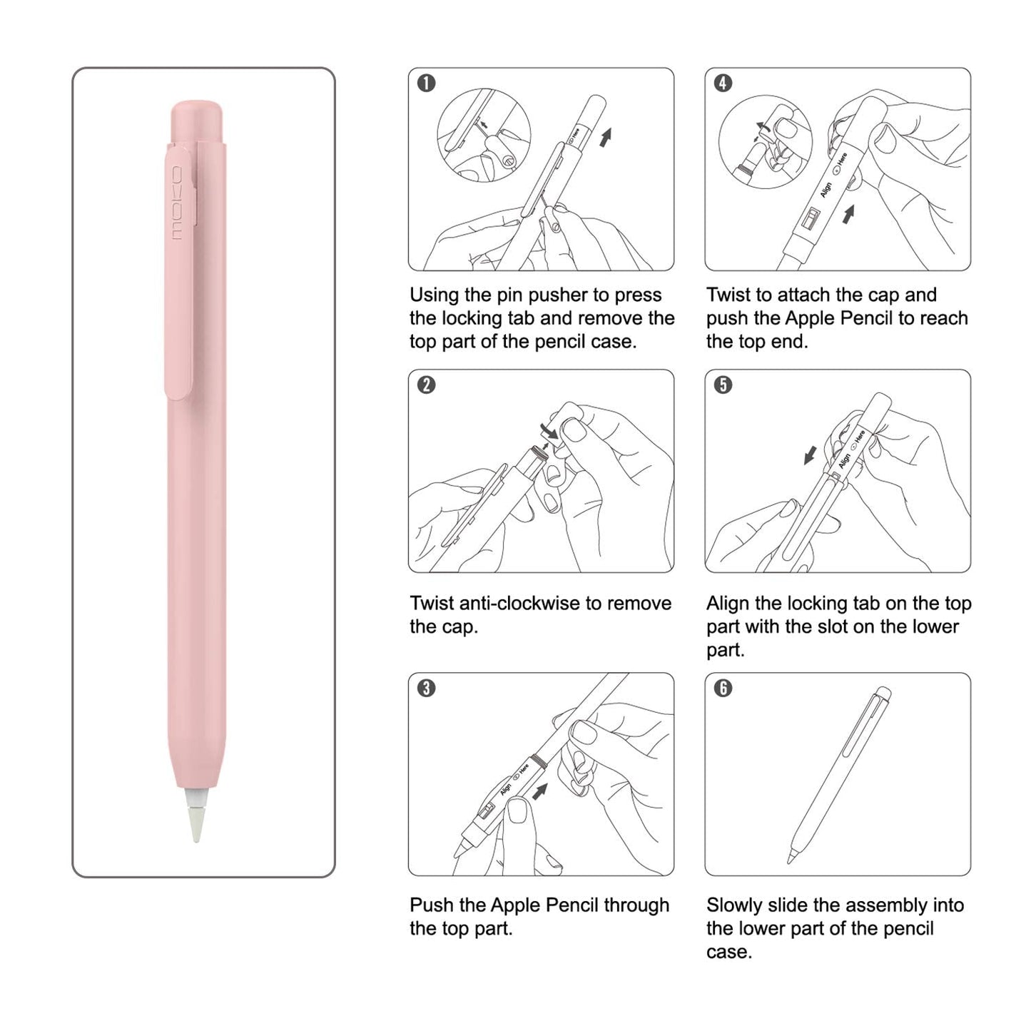 MoKo Holder Case for Apple Pencil 1st Generation, Retractable Apple Pencil 1st Case Protective iPad Pencil Sleeve Skin Cover with Sturdy Clip, Pink