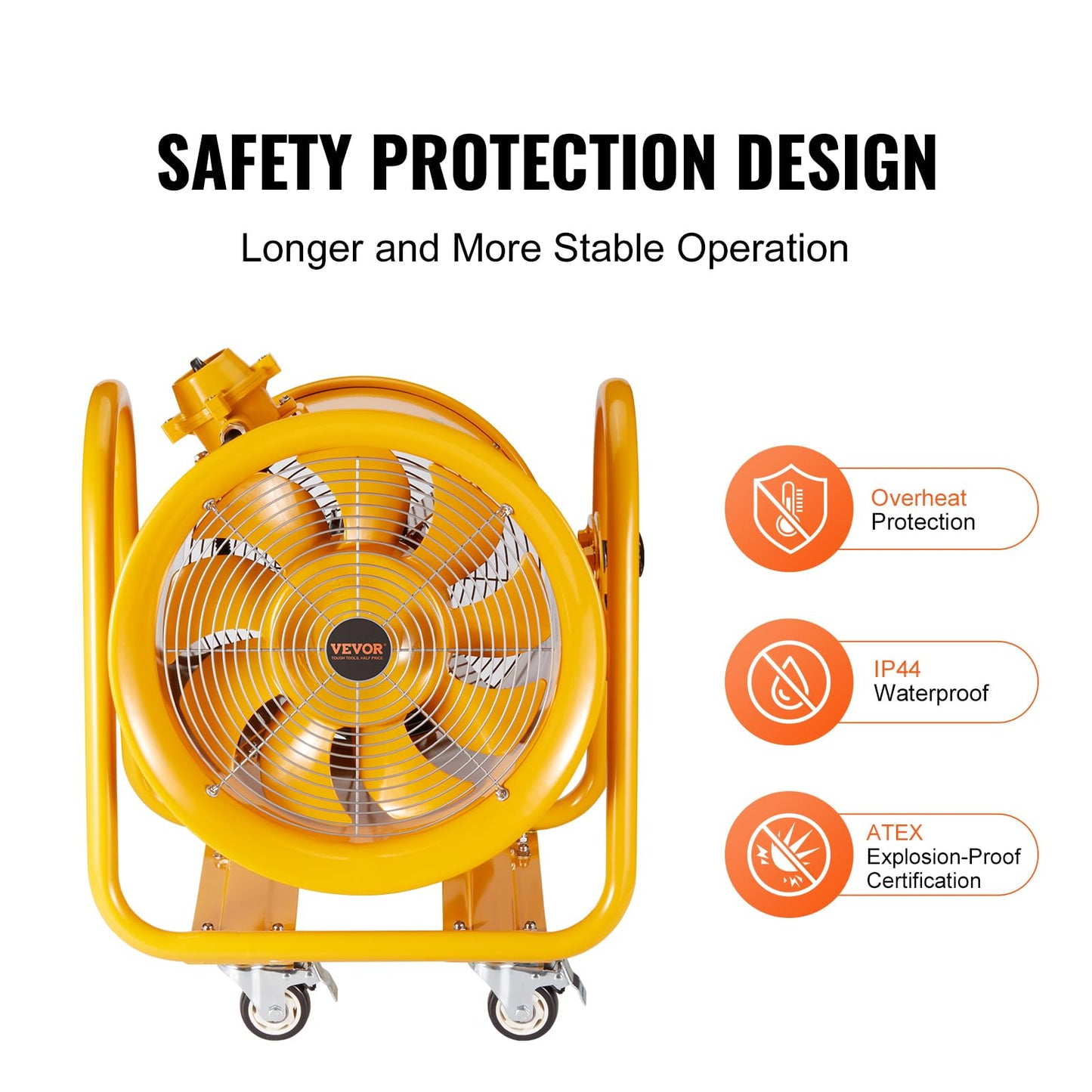 VEVOR Explosion Proof Fan 16 Inch, 350W 4240CFM, Industrial Portable Ventilator Blower/Exhaust with 9.8ft Light Cord -No Plug