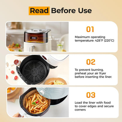 400Pcs Air Fryer Paper Liners Disposable, 8 Inch Max Xl Large Cooker Air Fryer Disposable Paper Liners, Oil Proof Parchment Sheets Round Basket Bowl Liner for Baking Cooking Food