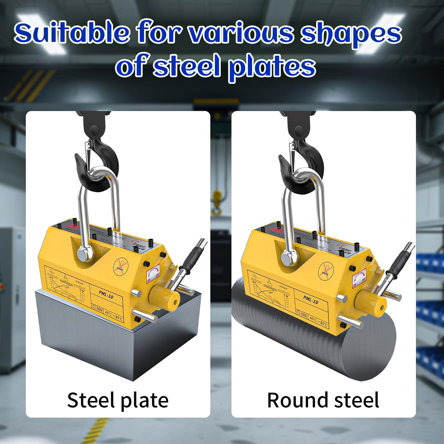 660 lb/300kg Magnetic Lifter, Permanent Magnetic Lifter with Release for Lifting Plate Steel, Board, Used in Shop Crane, Board, Hoist