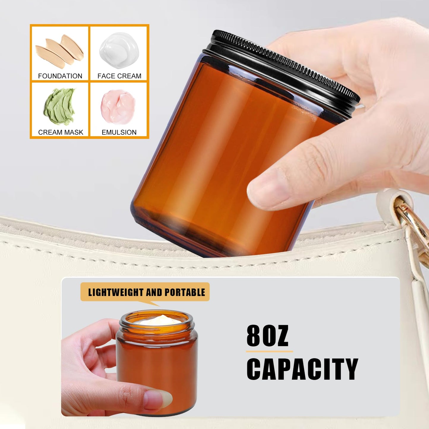 Salzesfalls 16 Pack Dark Amber Candle Jars for Making Candles,8 oz Glass Jars with Lids,Candle Jars with 16 Metal lids,Canning Jars For Candles,Spice,Powder,Liquid,Sample
