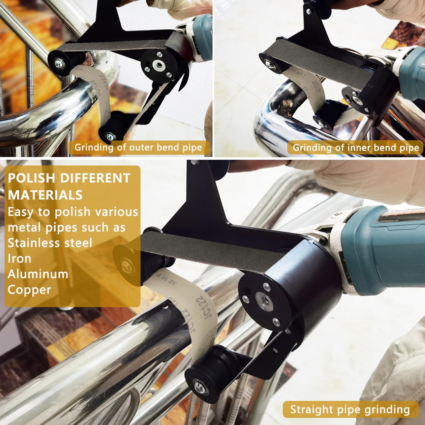 Rocsuk Pipe Belt Sander - 1280W Industrial Grade Pipe Tube Polishing Sandingwith 6 Variable Speeds,Suitable for Polishing Various Circular Pipe Materials,Woodworking and Metal Rust Removal.
