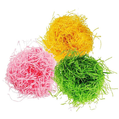 Easter Grass Recyclable Paper Shred (Pink, Yellow, Green) for Easter Eggs Hunt, Easter Basket Grass Filler/Stuffers, Easter Theme Party Decoration 240g (8.5 oz)
