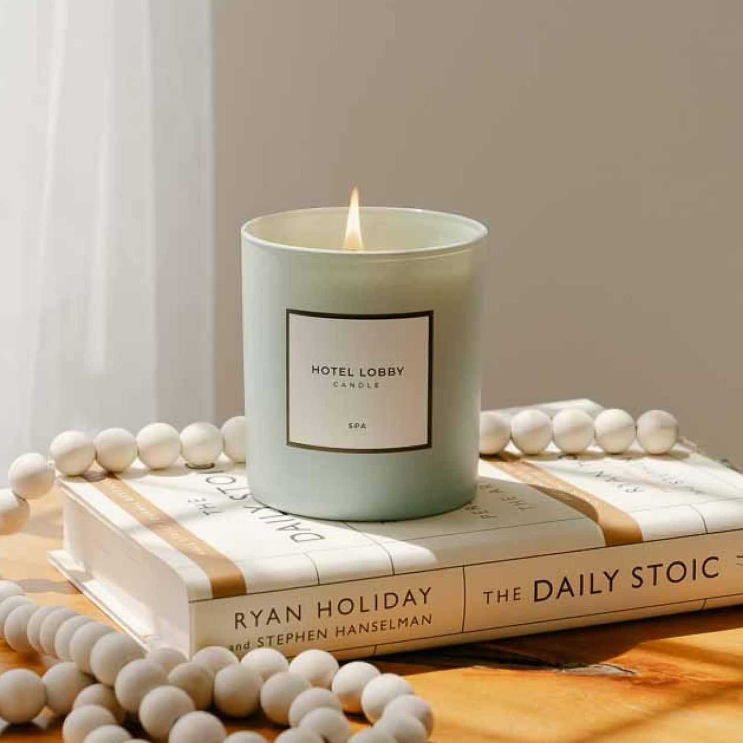 Hotel Lobby Candle Spa – Luxury Hand-Poured 9.75oz 100% Soy Wax with Eucalyptus, Water Mint, Sage, Jasmine, and Amber – Paraffin-Free, Infused with Essential Oils, 65-Hour Clean Non-Toxic Burn