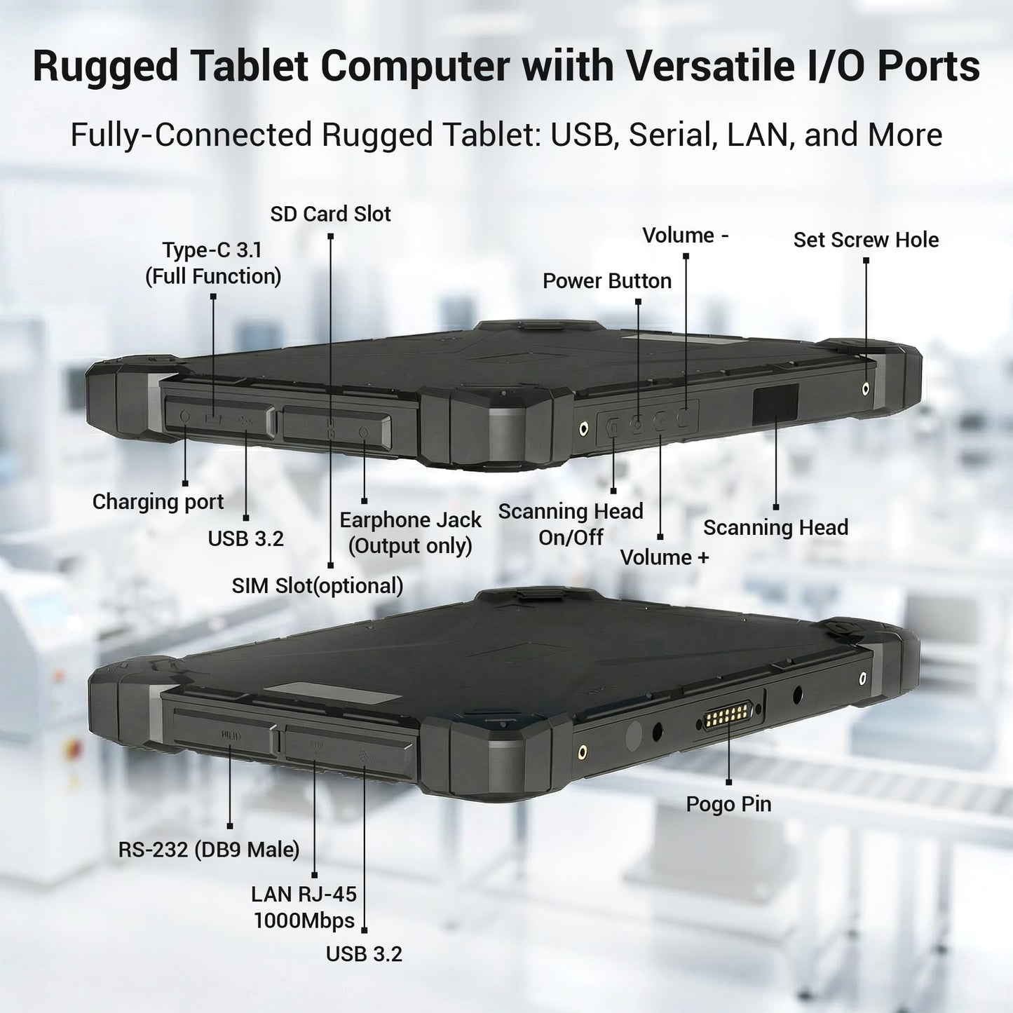 Rugged Tablet PC-HEIGAOLAPC Industrial Tablet Computer 10.1" Win11 Pro, IP67 Waterproof, Shockproof & Dustproof, 8000mAh Battery, N100 Processor, 8GB RAM 128GB SSD,4G LTE,GPS,1280*800, Type-C, RS232