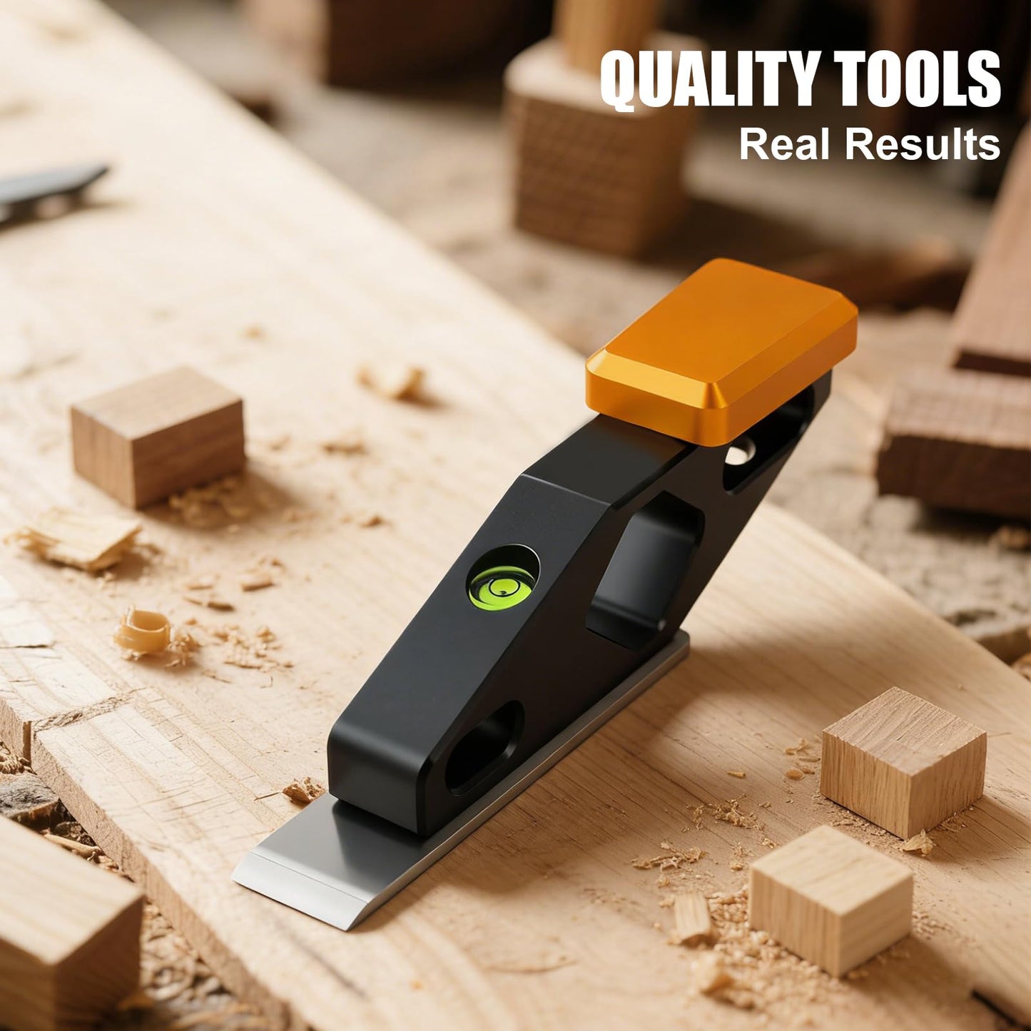 Block Plane with Built-in Level – Durable Hand Planer & Wood Plane – Precision Chisel Plane with Hardened Flat Blade – Compact Woodworking Tool for Edge Trimming, Plug Finishing & Joinery Cleanup