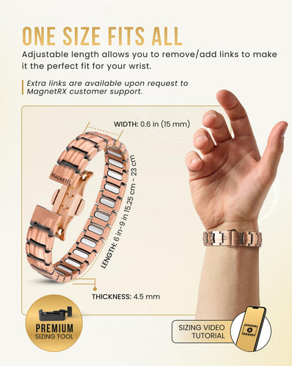 MagnetRX® Magnetic Copper Bracelet for Men — EllipseMAX 5X Strength 5,000 Gauss Magnets — Designed in USA & Patent Pending — Premium Mens Copper Bracelet with Adjustable Length