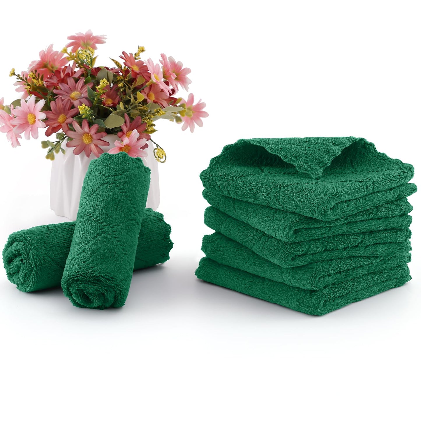 Homaxy 12 Pack Kitchen Dish Cloths (10 x 10 Inches, Grey), Super Soft and Absorbent Coral Velvet Dish Towels, Nonstick Oil Fast Drying Microfiber Cleaning Cloth, No Lint Household Dishcloths