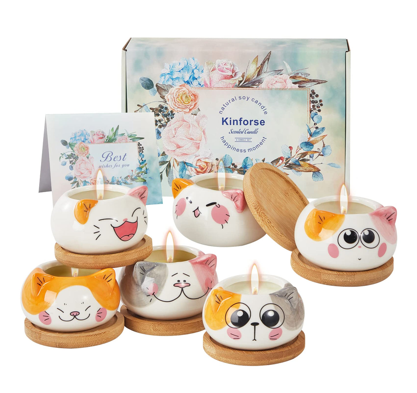 Kinforse Scented Candles Birthday Gifts for Women, Owl Gifts for Women, 6 Pack Novelty Owl Aromatherapy Candle Bulk Gift for Birthday Mother's Thanksgiving