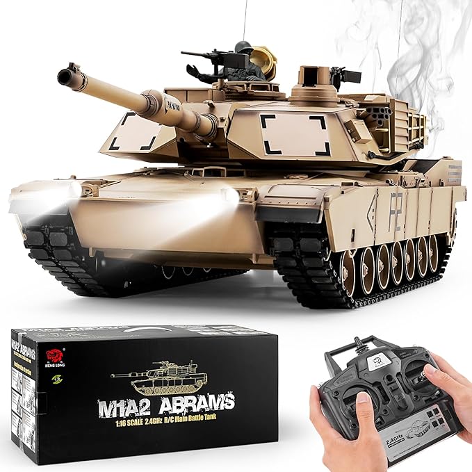 RC Tanks US M1A2 Abrams Army Tank HengLong 1:16 2.4ghz Remote Control Tank Vehicles with Sound &amp Light for Ages 14+