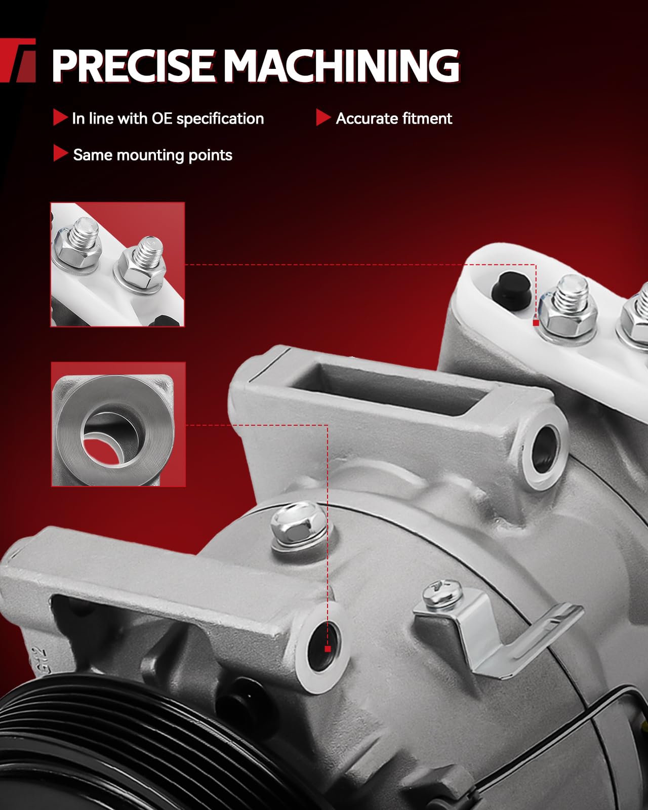 Torchbeam A/C Compressor with Clutch Fit for Ford Escape 2018-2019 2.0T, 2017-2019 1.5T, 2013-2016 1.6T, Replace# 198359,CV6Z19703F, Reliable Air Conditioning Compressors
