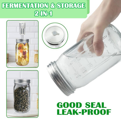 32 oz Mason Jar Fermentation Kit, 2 Pack Fermentation Jars, Fermentation Lids, Fermenting Weights and Airlocks, Complete Fermenting Kit for Making and Storing Sauerkraut（Pack of 2）