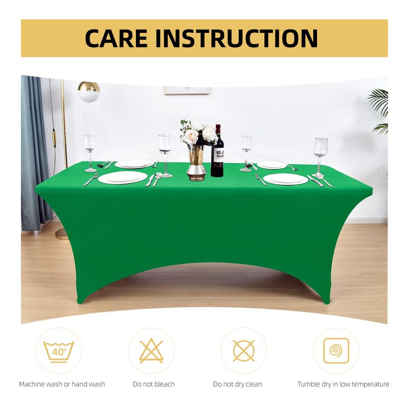 ZarzaaSik 6-Pack 6ft Spandex Table Covers for Rectangle Standard Folding Tables - Wrinkle Resistant Stretch Tablecloths - Ultimate Fitted Table Protector for Parties, Trade Shows, Wedding