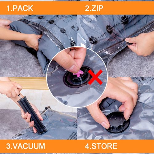 GONGSHI Vacuum Storage Bags, Space Saver Seal Bags For Clothing, Travel Luggage,Blankets, Comforters, Pillows, Clothes Storage.5 Jumbo 5 Large