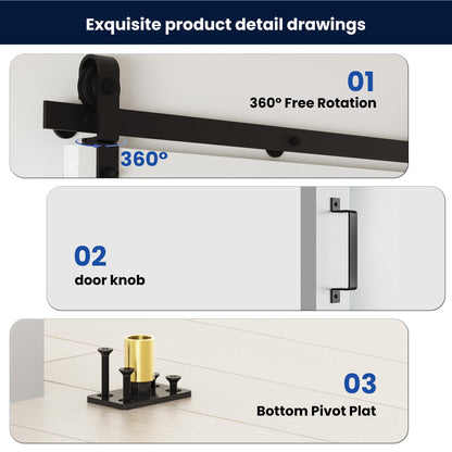 Bifold Barn Door 60" x 84", MDF Bi-Fold Sliding Closet Doors with Hardware Kit Included, Pre-Finished Easy Assembly, Water-Proof PVC Surface & Save Space, H-Frame, 68" Track for 4 Doors,White