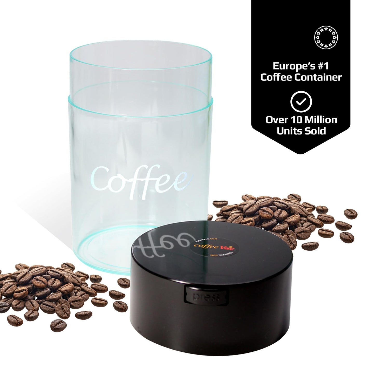 Coffeevac 1LB – Patented Airtight Container | Multi-use Vacuum Container Works as Smell Proof Containers for Ground Coffee and Coffee Bean Containers. White Floral