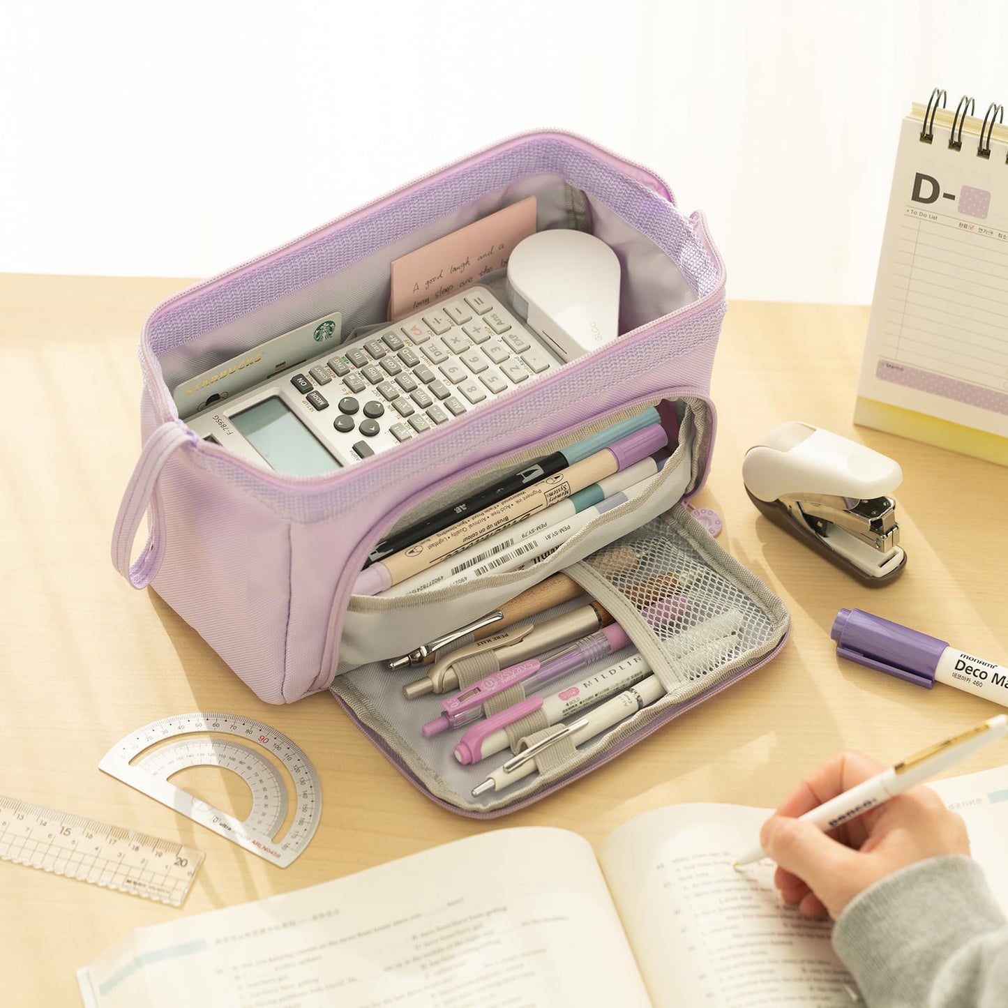 HVOMO Pencil Case Large Capacity Pencil Pouch Handheld Pen Bag Cosmetic Gift for Office School Teen Girl Boy Men Women Adult (Purple)