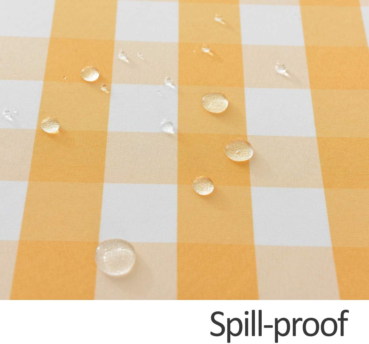 maxmill Checkered Rectangle Tablecloth Water Resistance Wrinkle Free Spillproof Heavy Weight Gingham Plaid Table Cloth for Buffet Banquet Parties Holiday Dinner, 60 x 84 Inch Yellow and White