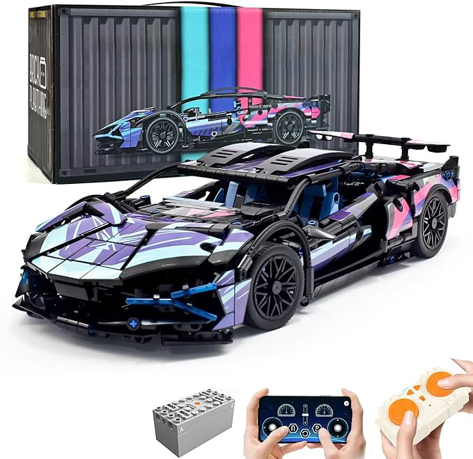 Remote Control Car Building Set 1:14 Technical Sports Racing Car Building Kit with Motors and Rechargeable Battery Toys Gift for Adults &amp Boys Age 12+ (1314 PCS)