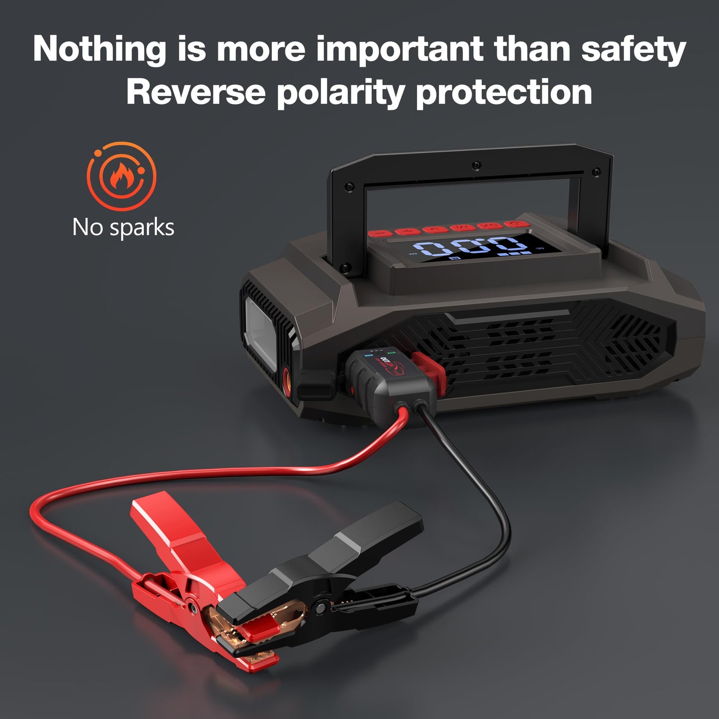 OUTLEV Jump Starter with Air Compressor for All Gas & 10.0L Diesel Engines, 6000A Jump Starter Battery Pack, Portable Power Bank, Safety Protection, Self-Driving Tour Essential