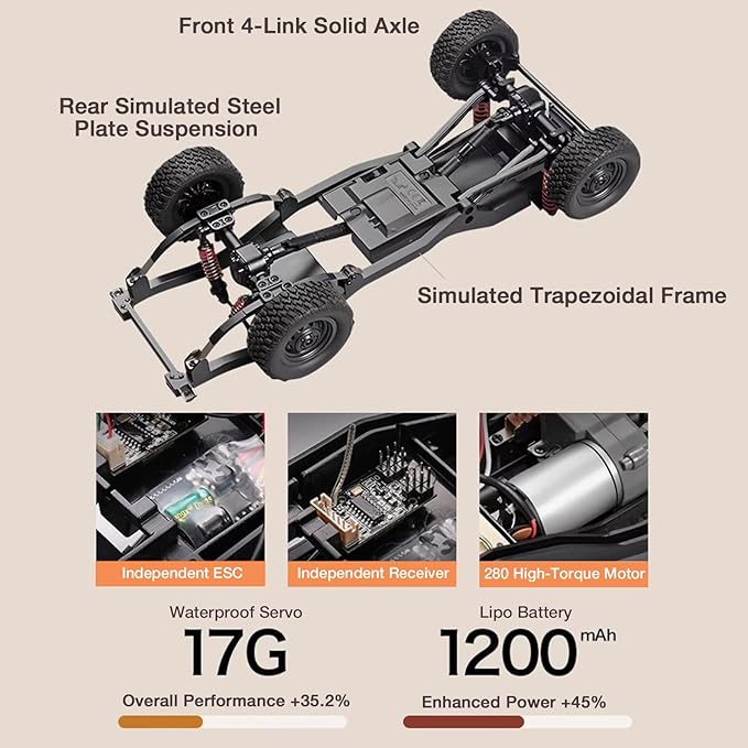 ARRIS 1/12 RC Crawler Off Road Car – MN82T 4WD Rock Climbing Truck with Remote Control Crane Hook LED Lights 2 Speed 2.4GHz Full Proportional RC Rock Crawler for Adults Gift