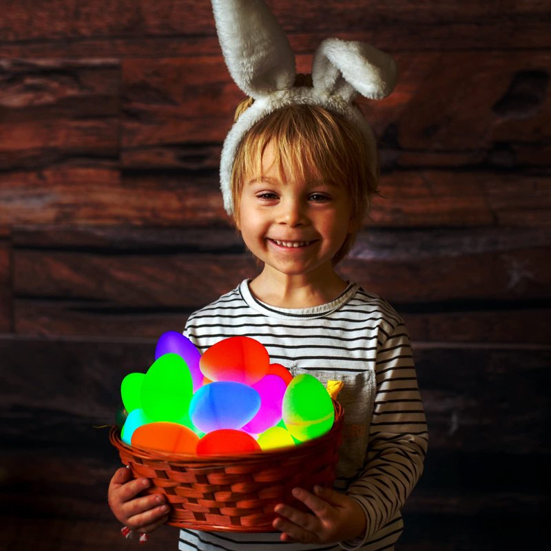 MGparty Glow in The Dark Easter Egg Hunt Set - 36 Fillable Plastic Eggs with 72 Mini Glow Sticks for Kids - Easter Basket Stuffers, Party Favors, Classroom Prizes, and Game Supplies