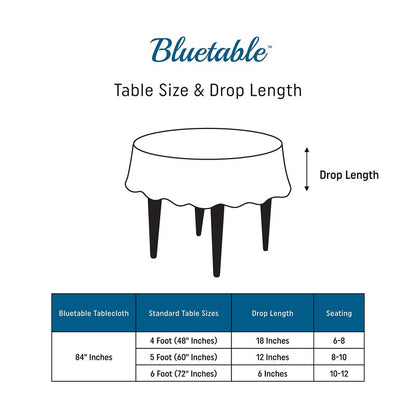 White Plastic Tablecloth Round Disposable (12 Pack) Bulk Table Cloth (84” Inches) 4, 5, or 6 Foot Round Tables, Premium (Manteles para Fiestas) White Party Tablecloths [12 Pack]