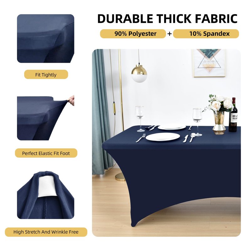 ZarzaaSik 2-Pack 4ft Spandex Table Covers for Rectangular Folding Tables - Wrinkle Resistant Stretch Tight Table Cloths - Ultimate Fitted Table Protector for Parties, Banquet, and Wedding